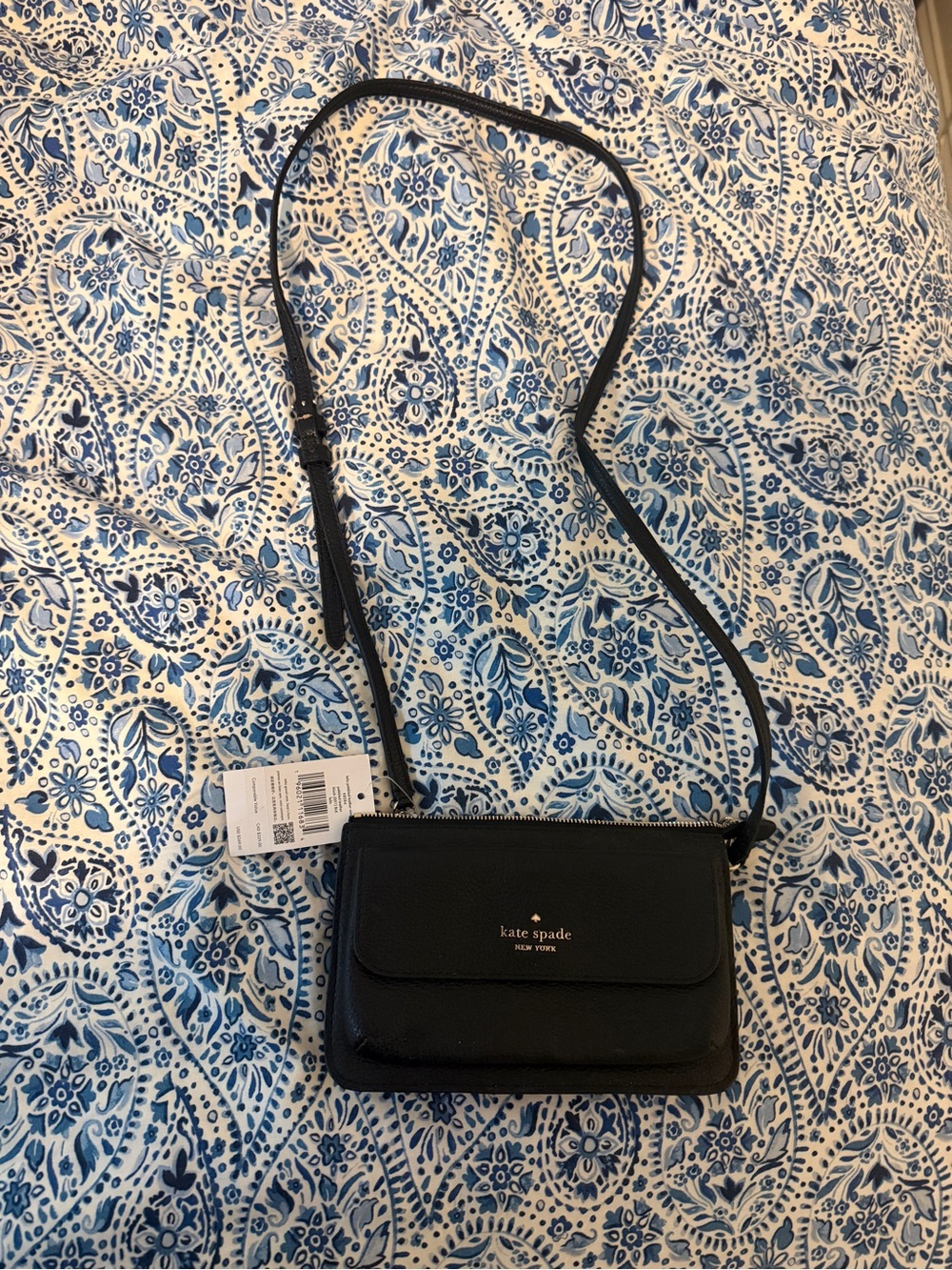 kate spade black leather crossbody with flap